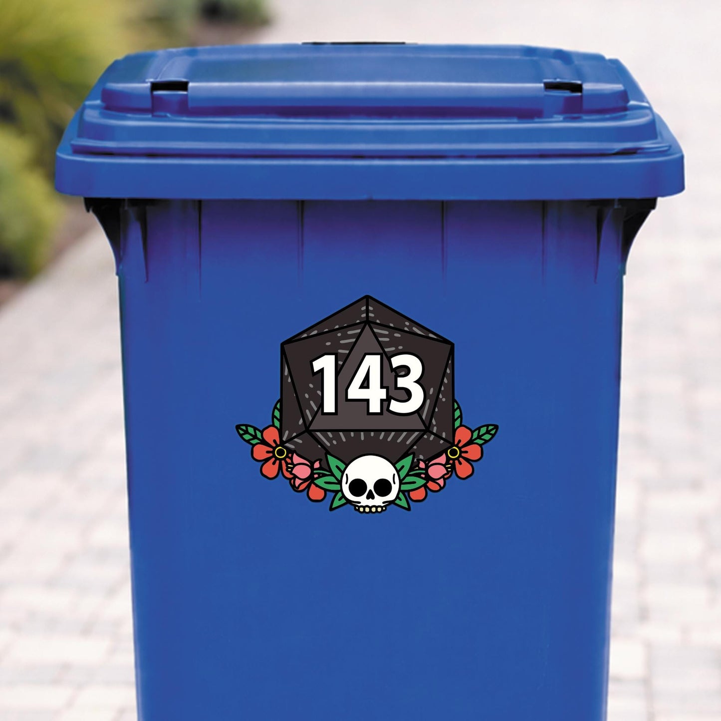 D20 Wheelie Bin Sticker Personalised House Number | Gamer Dice Bin Decal | Custom Wheelie Bin Label | Fantasy RPG House Number Sticker