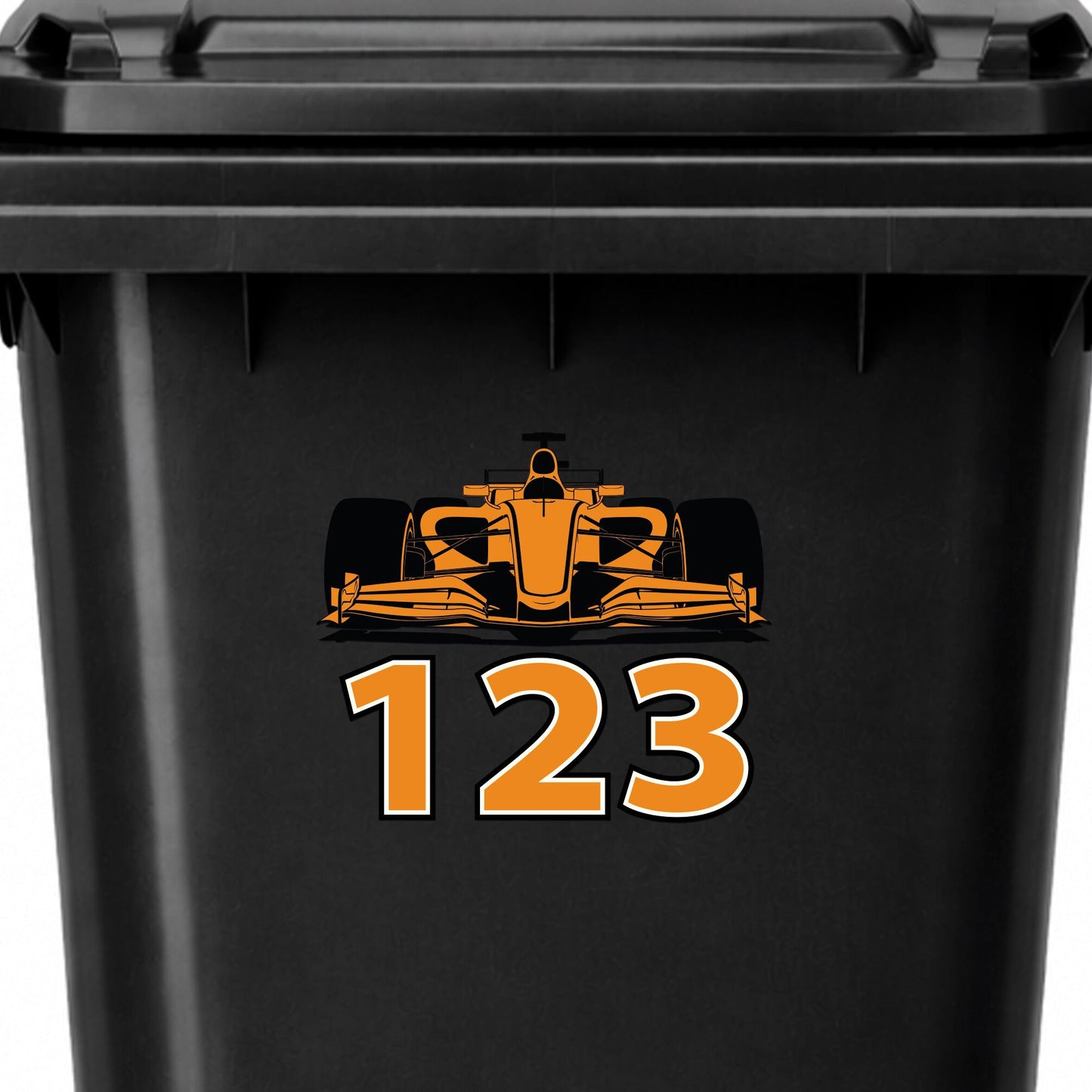 F1 Wheelie Bin Sticker with House Number | Personalised Racing Car Bin Decal | Custom Wheelie Bin Number Sticker | F1 Fan Gift