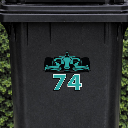 F1 Wheelie Bin Sticker with House Number | Personalised Racing Car Bin Decal | Custom Wheelie Bin Number Sticker | F1 Fan Gift