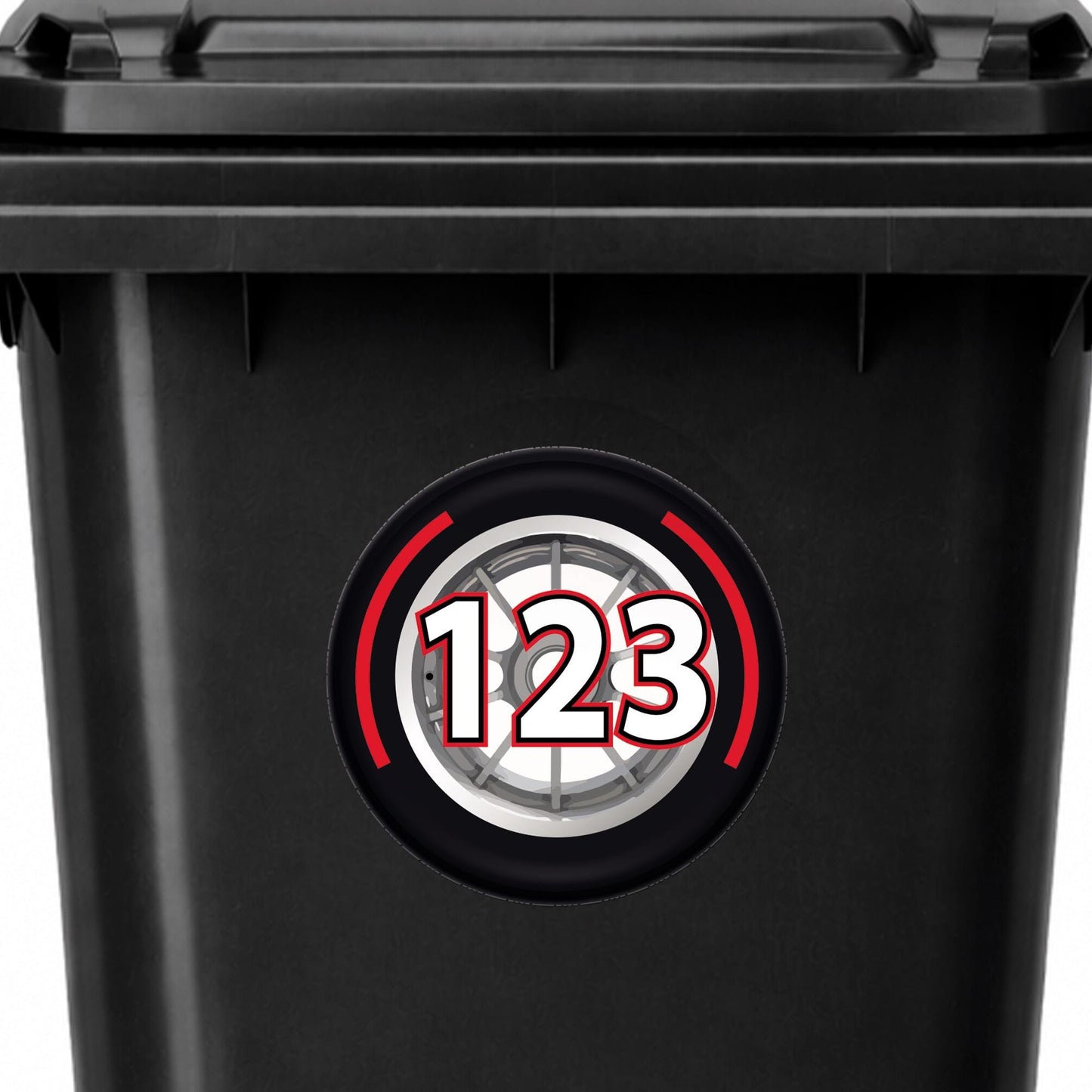 F1 Racing Tyre Wheelie Bin Number Sticker | Custom House Number Bin Decal | Formula 1 Wheel Bin Label | Personalised Wheelie Bin Sticker
