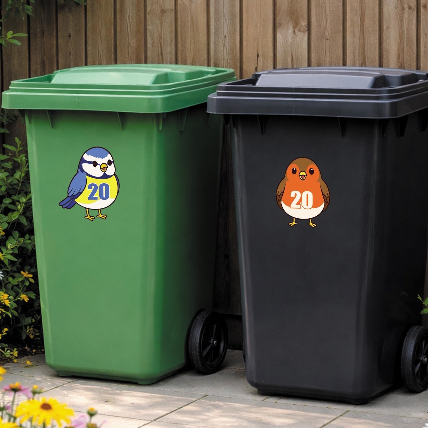 Personalised Wheelie Bin Stickers | Cute Bird Bin Decal | Nature-Themed Waterproof Vinyl Bin Number | House Number Bin Labels | Bird Lover