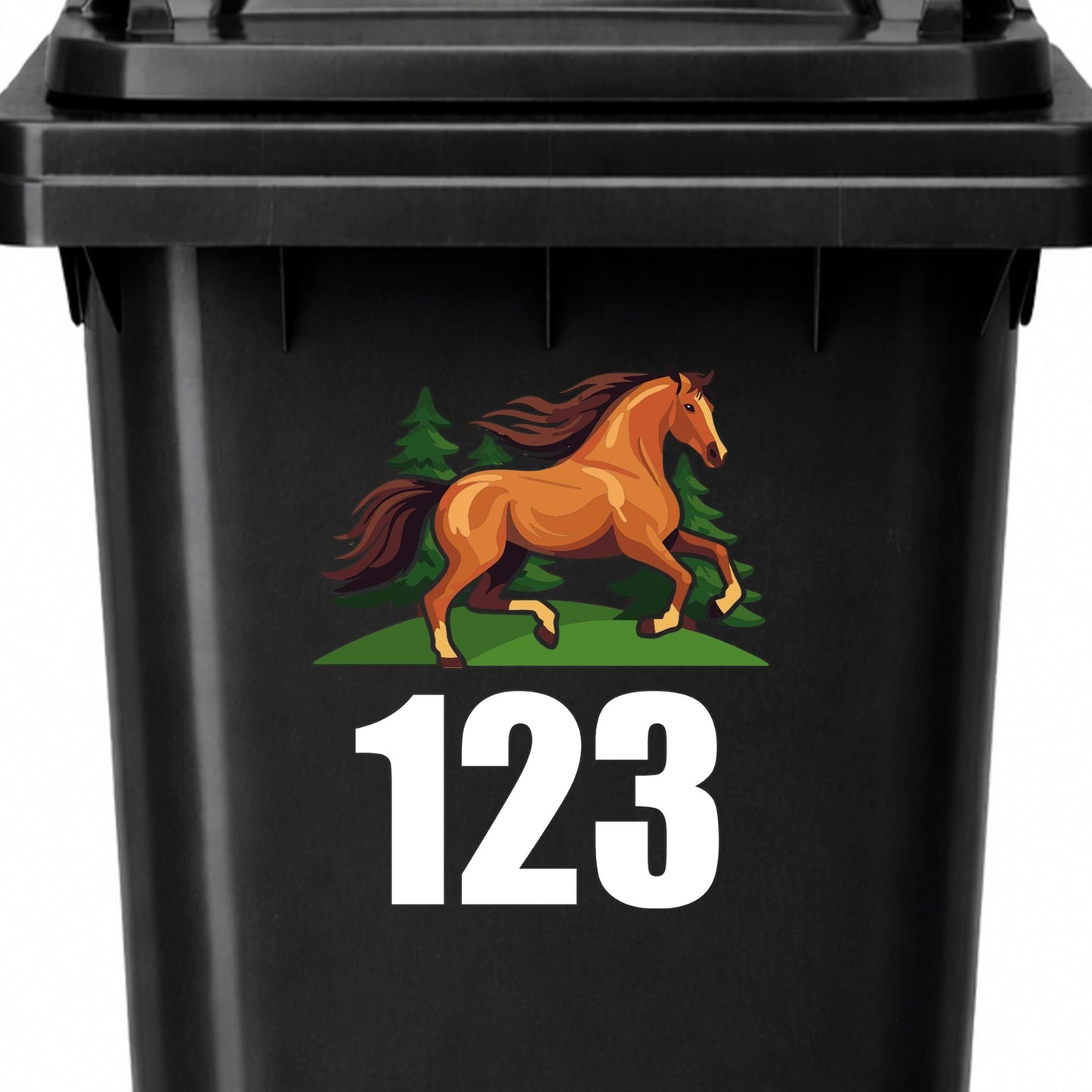 Horse Wheelie Bin Sticker | Personalised House Number Sticker | Custom Bin Number Decal | Outdoor Vinyl Bin Label | Horse Lover