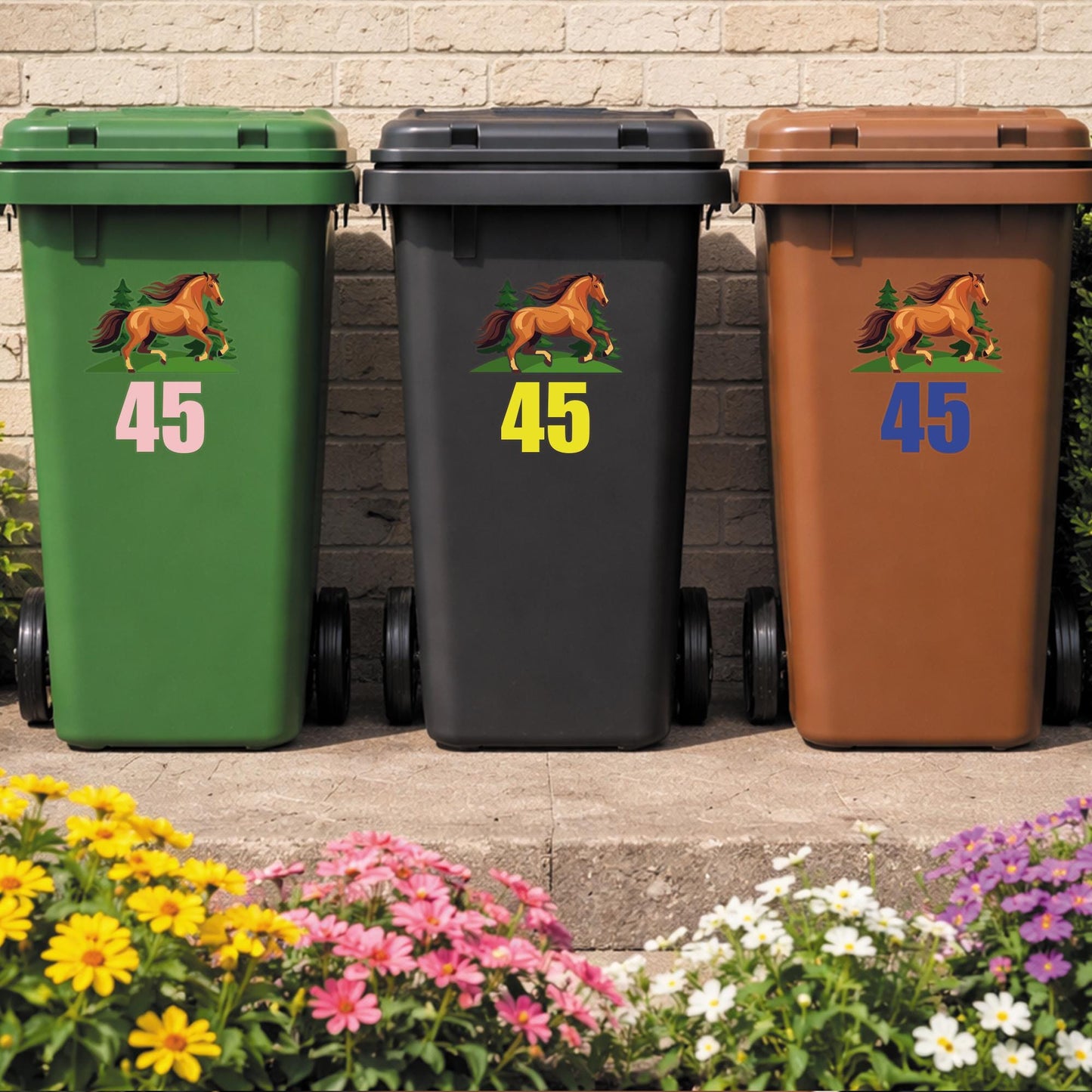 Horse Wheelie Bin Sticker | Personalised House Number Sticker | Custom Bin Number Decal | Outdoor Vinyl Bin Label | Horse Lover