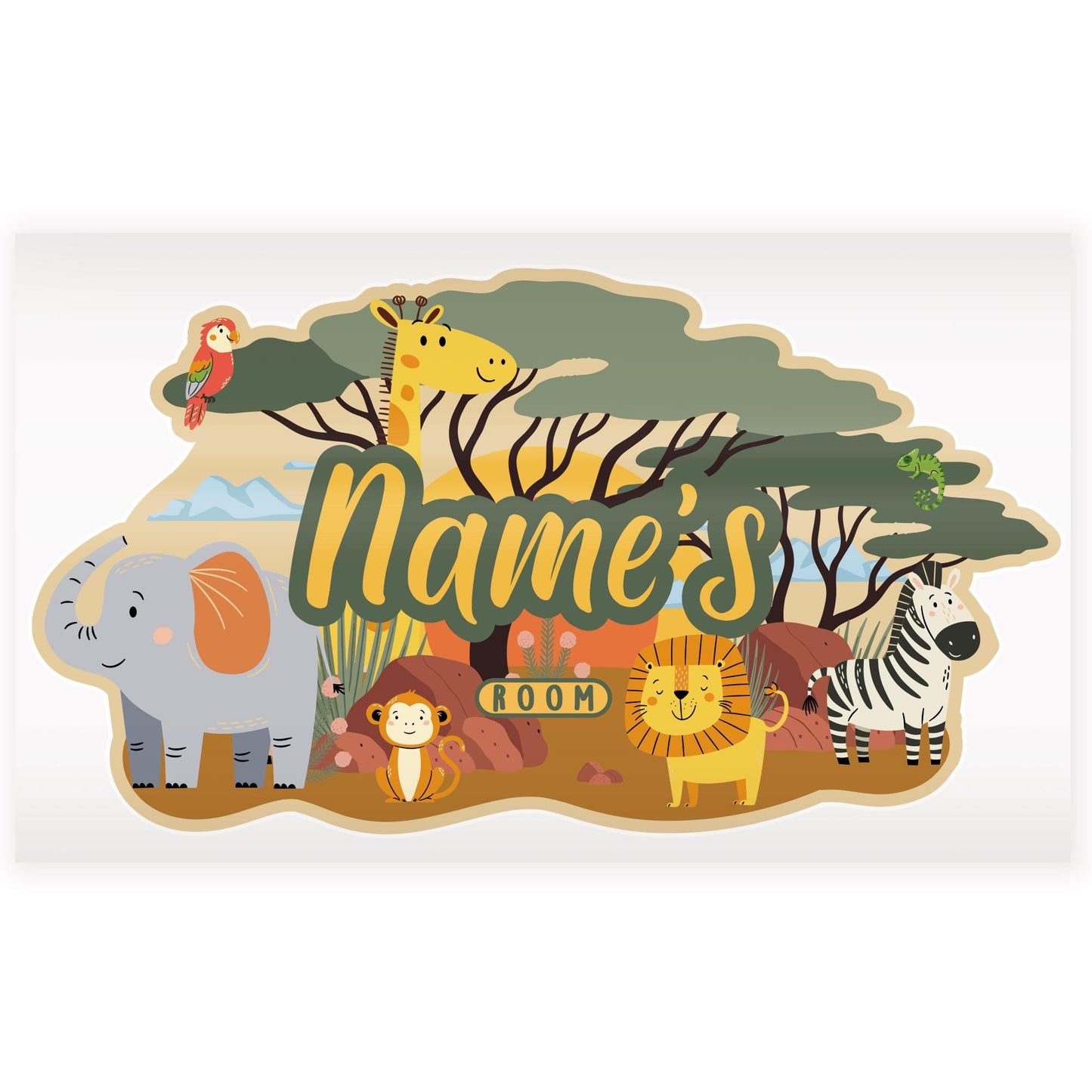 Personalised Safari Nursery Decal | Jungle Animal Name Sticker | Custom Kids Bedroom Wall Sticker | Baby Room Decor | Safari Wall Art