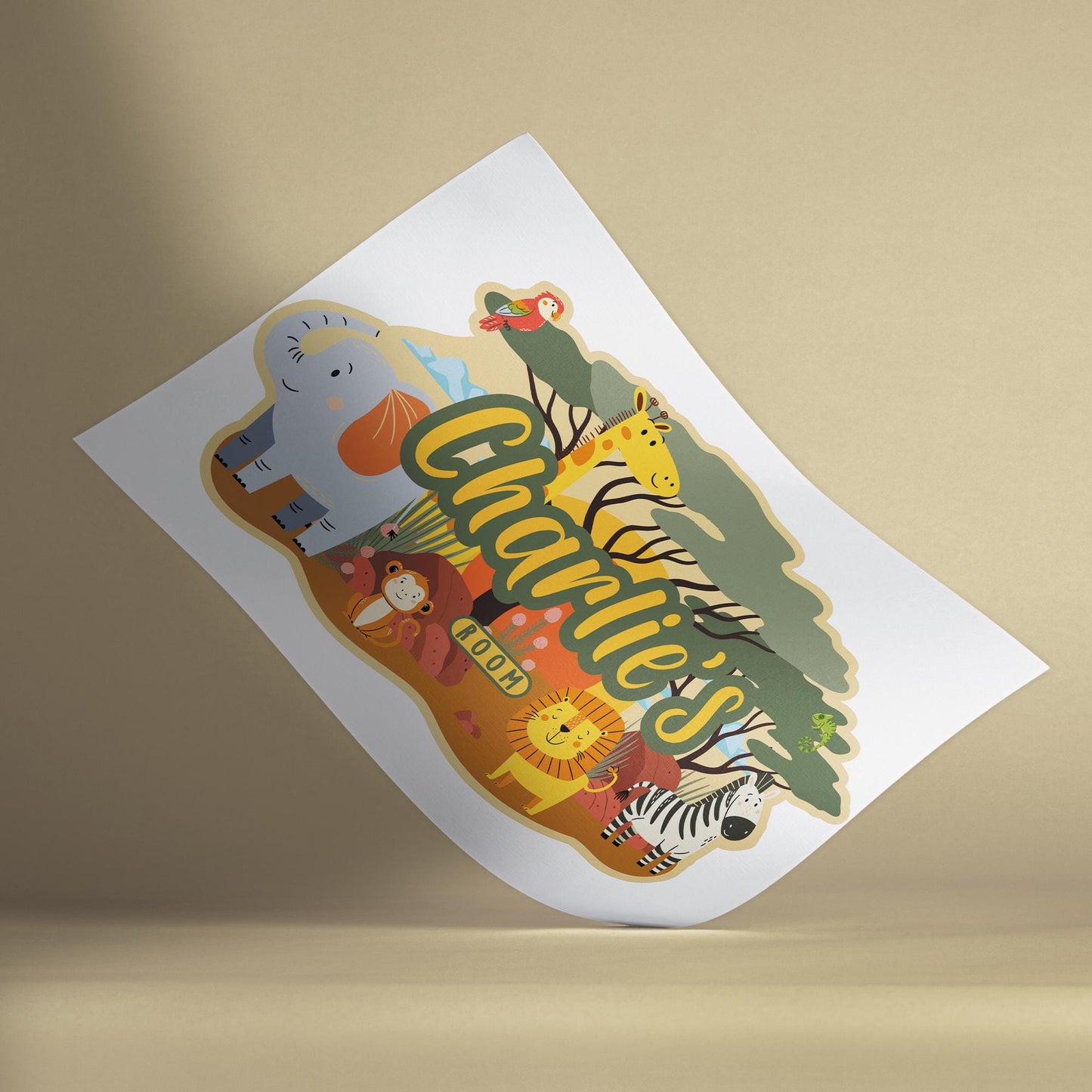 Personalised Safari Nursery Decal | Jungle Animal Name Sticker | Custom Kids Bedroom Wall Sticker | Baby Room Decor | Safari Wall Art