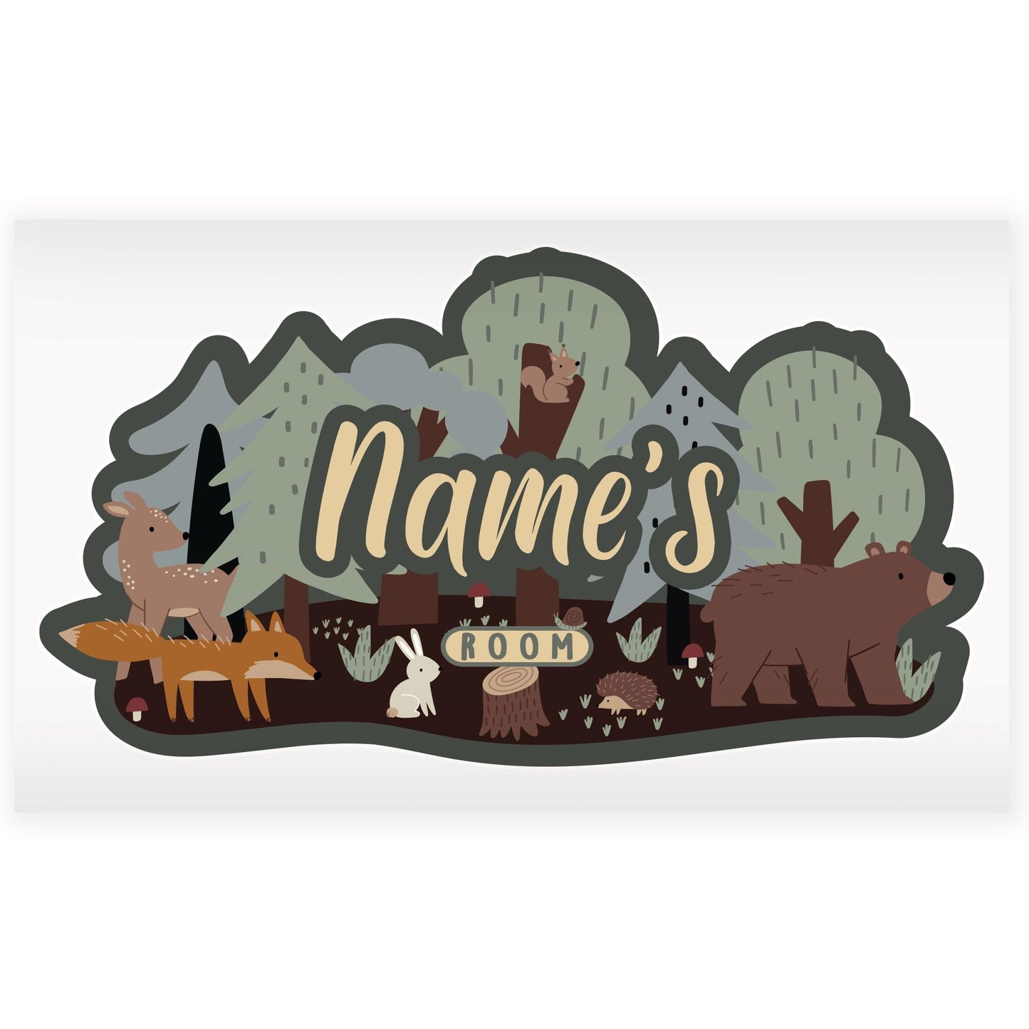 Personalised Woodland Nursery Wall Decal | Custom Name Forest Animals Sticker | Kids Bedroom Wall Art | Nature Nursery Decor Room Sign