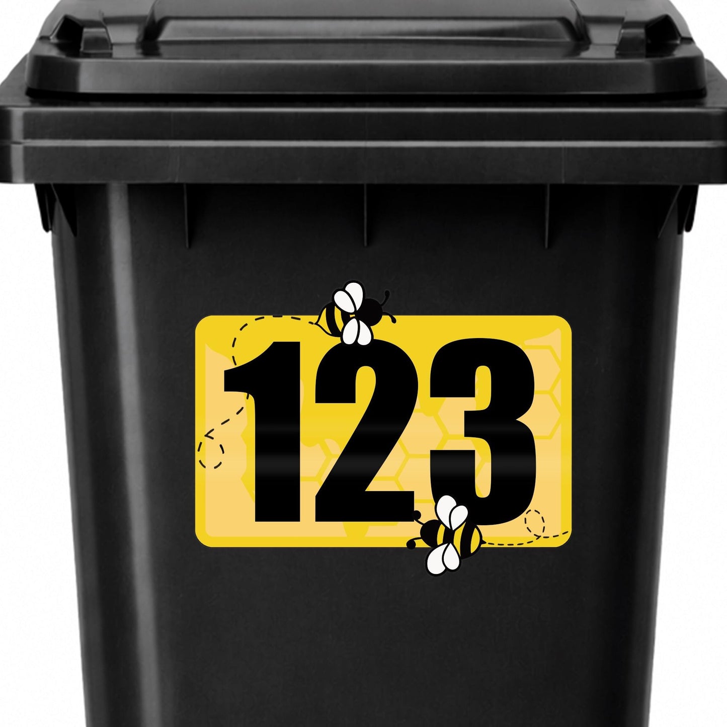 Bee Wheelie Bin Sticker | Personalised House Number Bin Decal | Cute Honey Bee Bin Label | Outdoor Vinyl Bin Number Sticker