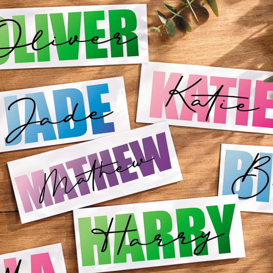 Personalised Name Sticker | Custom Vinyl Name Decal | Bottle Name Sticker | Script Overlay Name Label | Kids Name Sticker | Laptop Sticker