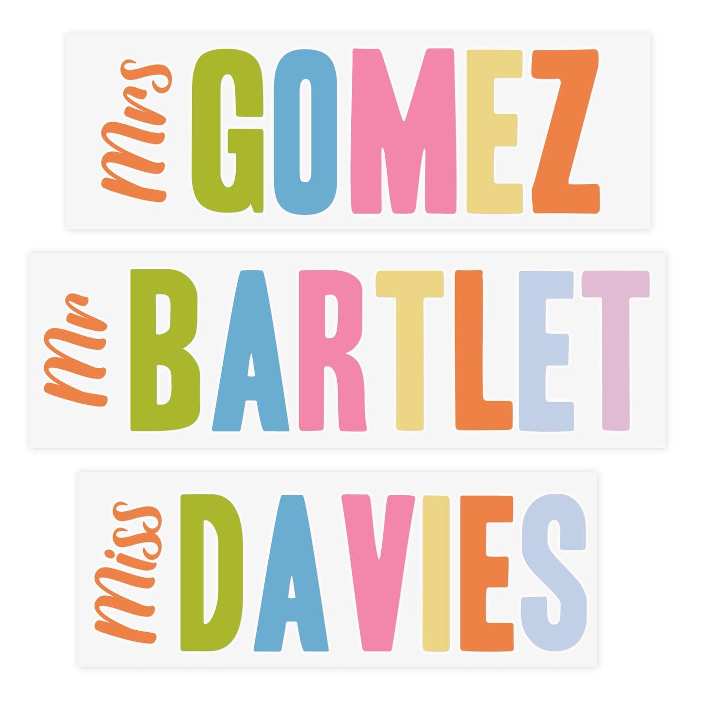 Personalised Name Sticker | Multi Colour Teacher Name Decal | Custom Vinyl Label for Water Bottle Tumbler School Supplies | Teacher Gift
