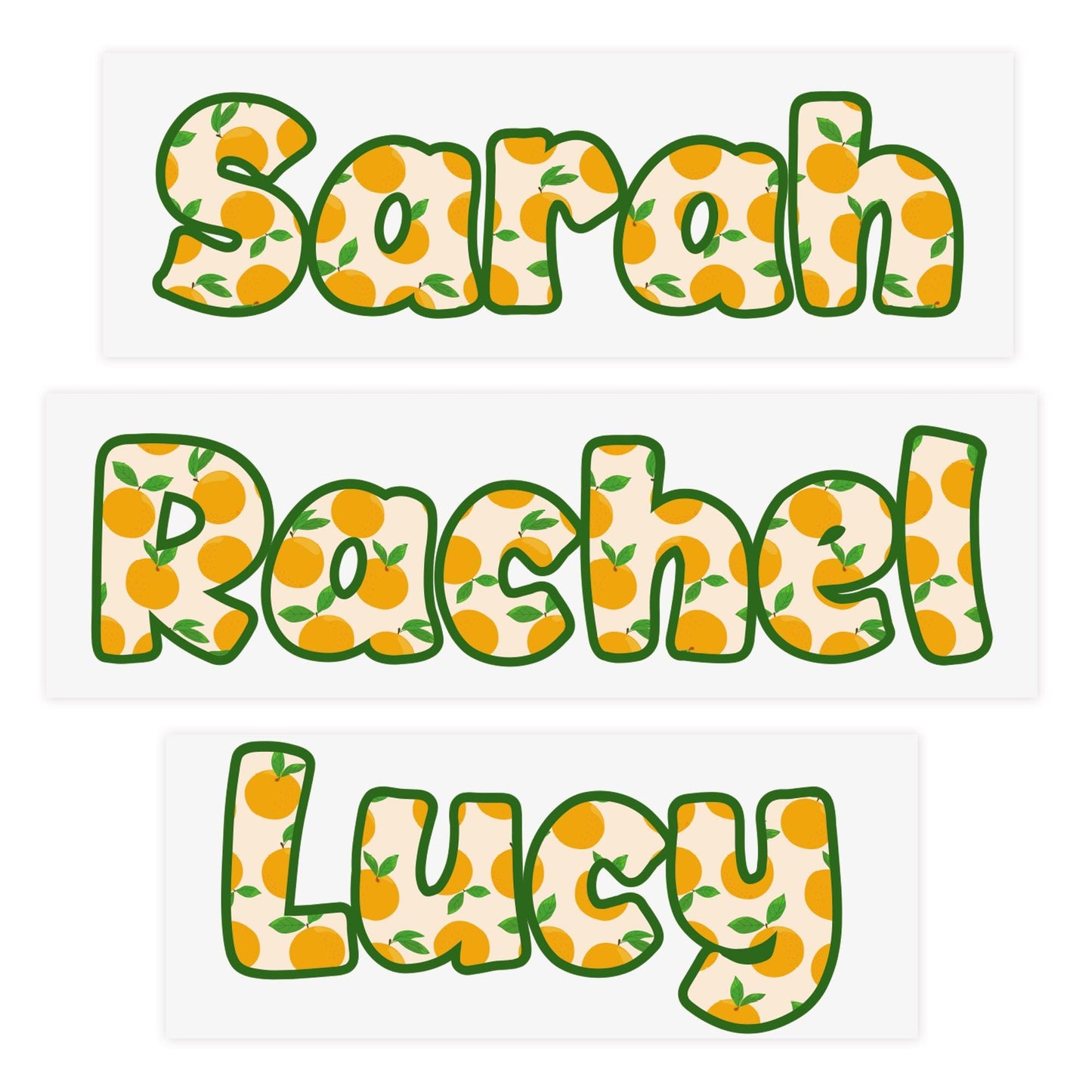 Personalised Name Sticker | Custom Waterproof Orange Vinyl Decal | Summer-Themed Citrus Pattern Name Label for Bottle - Lunchbox - or Glass