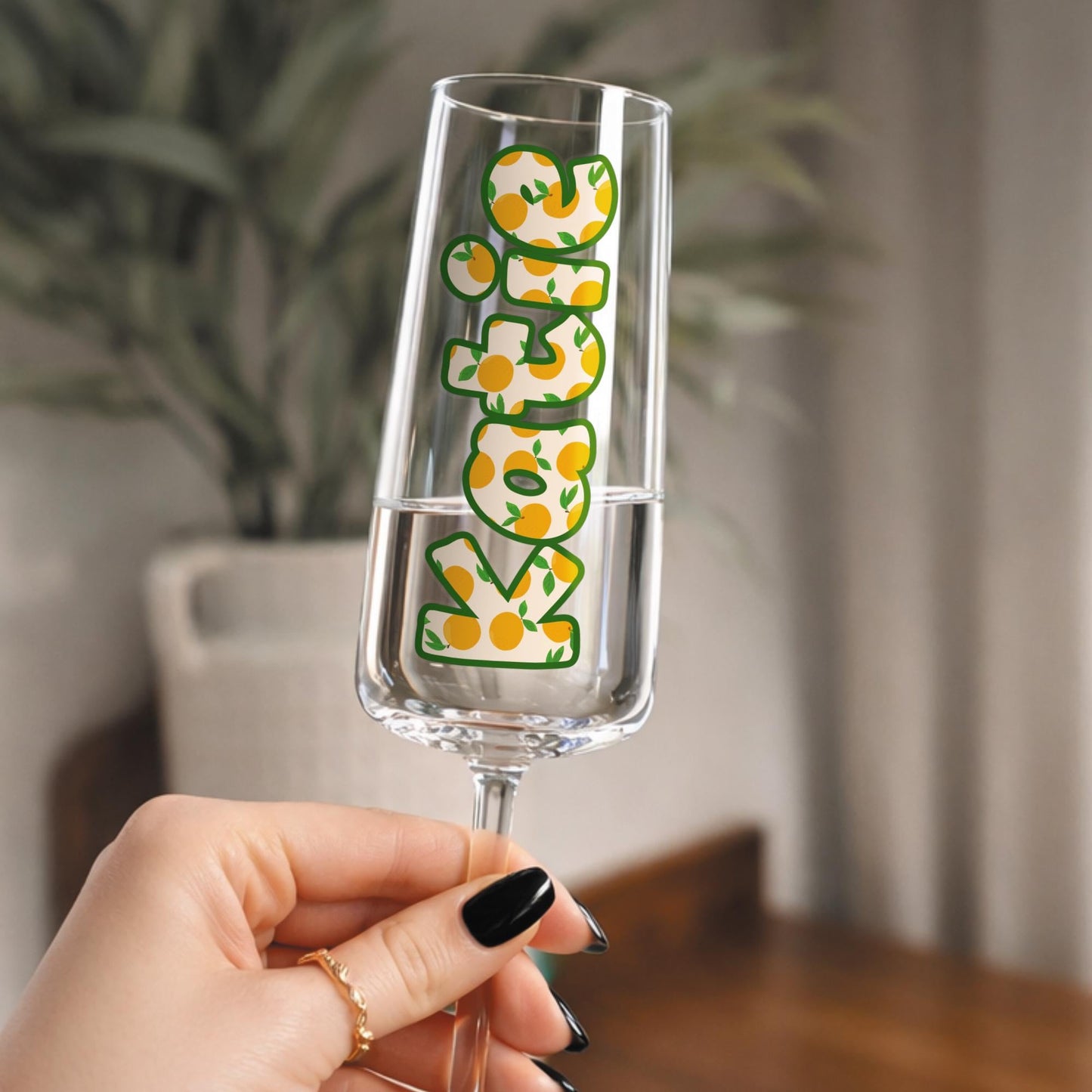 Personalised Name Sticker | Custom Waterproof Orange Vinyl Decal | Summer-Themed Citrus Pattern Name Label for Bottle - Lunchbox - or Glass