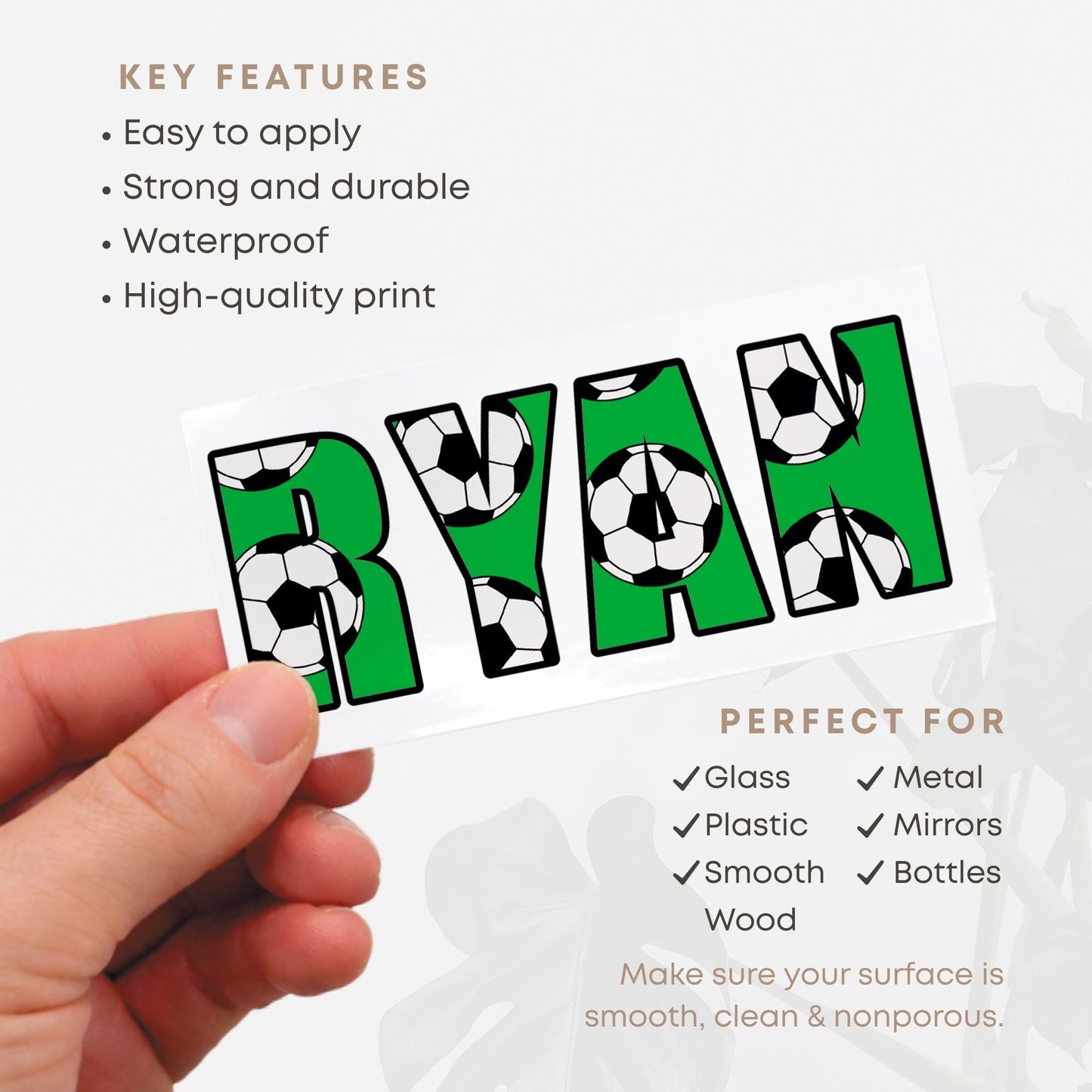 Personalised Football Name Sticker | Custom Sporty Kids Name Decal | Water Bottle | Lunch Box | School Label | Football-Themed Vinyl Sticker