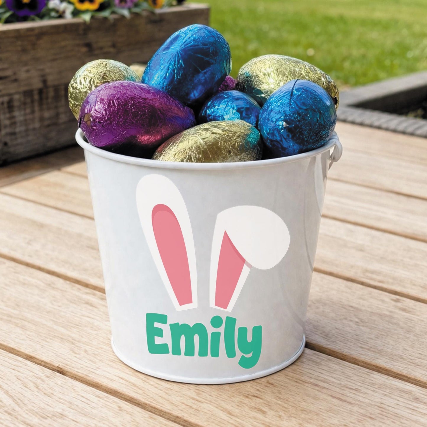 Personalised Easter Bunny Ears Sticker | Custom Name Easter Basket Decal | Kids Easter Gift Sticker | Egg Hunt Bucket Vinyl Label
