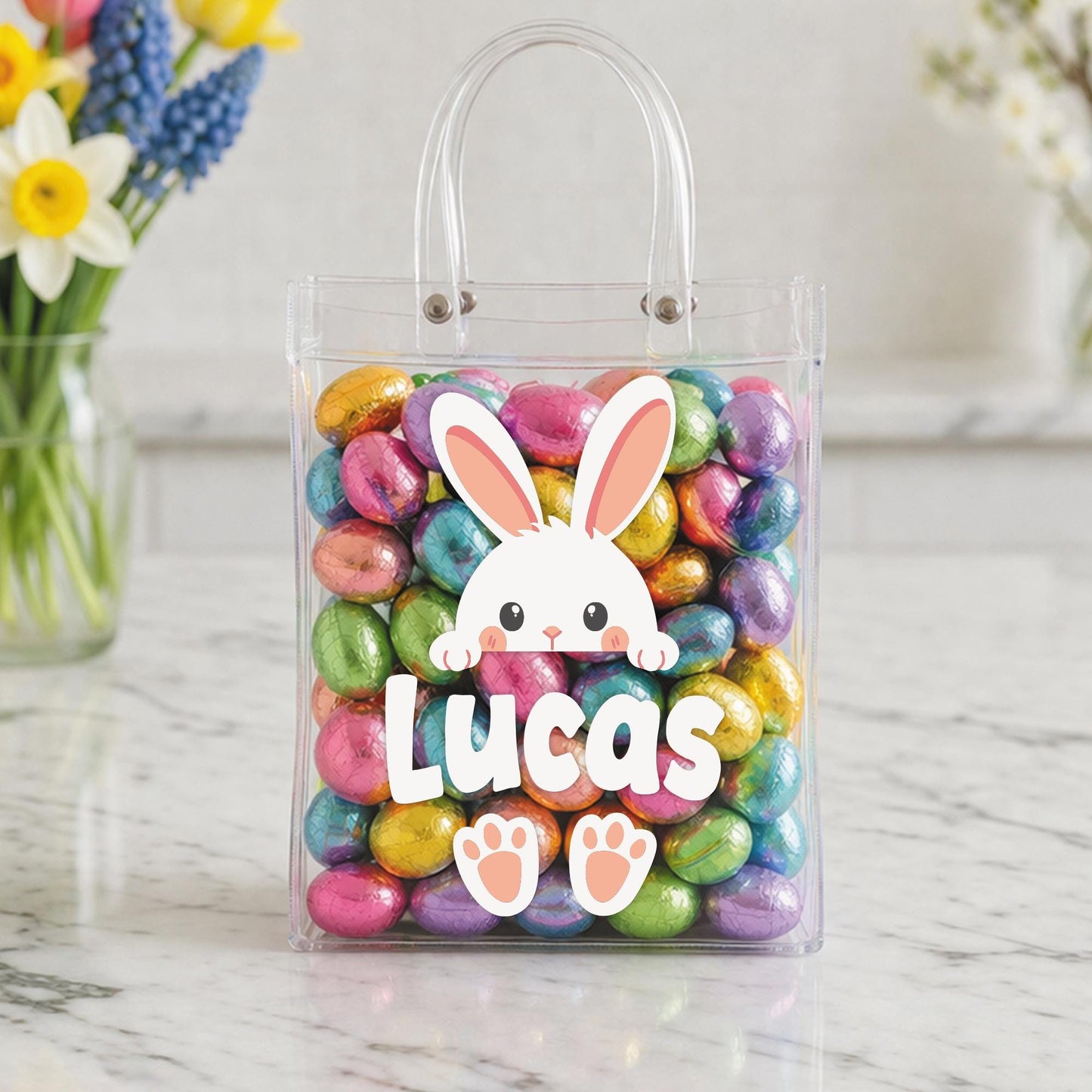 Personalised Easter Bunny Sticker | Custom Name Bunny Decal | Easter Basket Sticker | Kids Easter Gift | Bunny Name Vinyl Label
