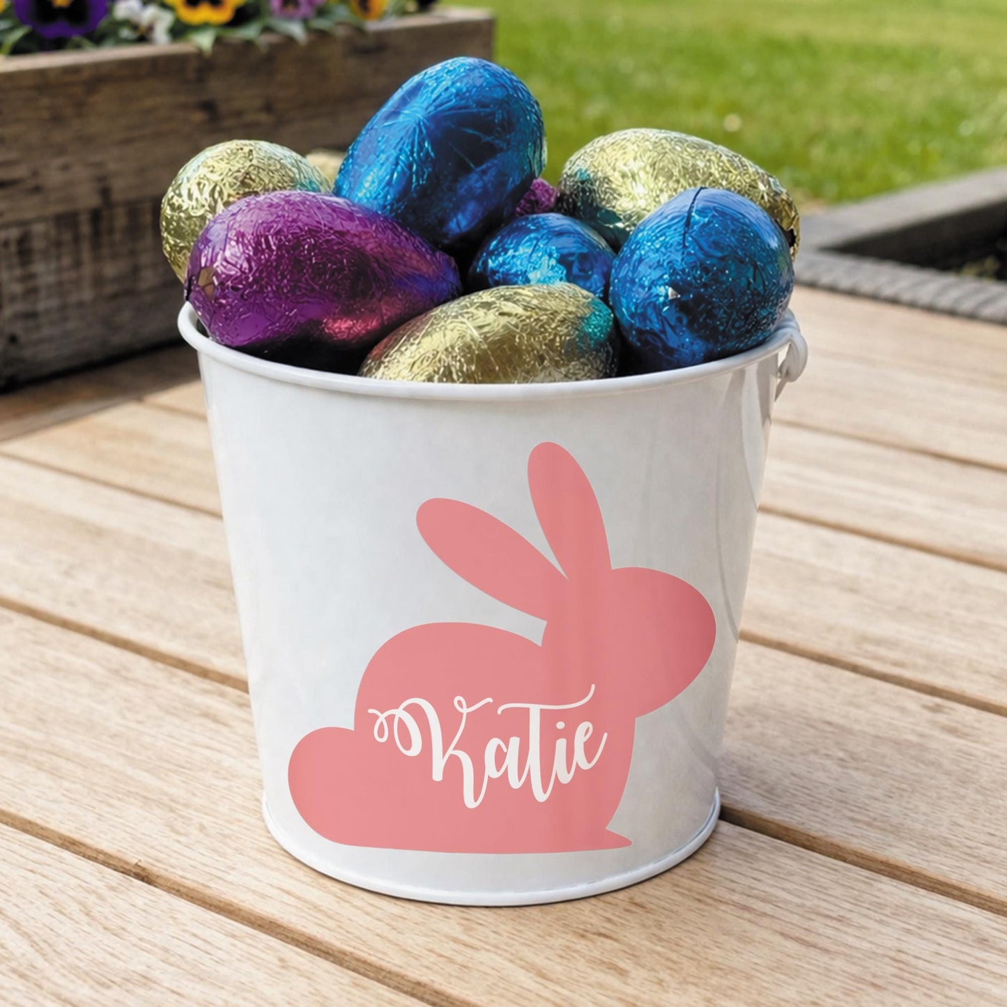 Personalised Easter Bunny Silhouette Sticker | Custom Name Bunny Decal | Easter Basket Name Sticker | Easter Gift Label