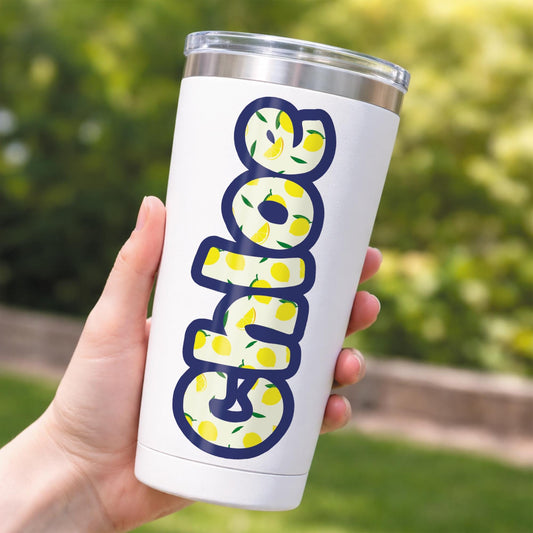 Personalised Lemon Name Sticker | Custom Name Decal | Cute Summer Aesthetic Vinyl Sticker | Water Bottle Laptop Name Sticker | Waterproof