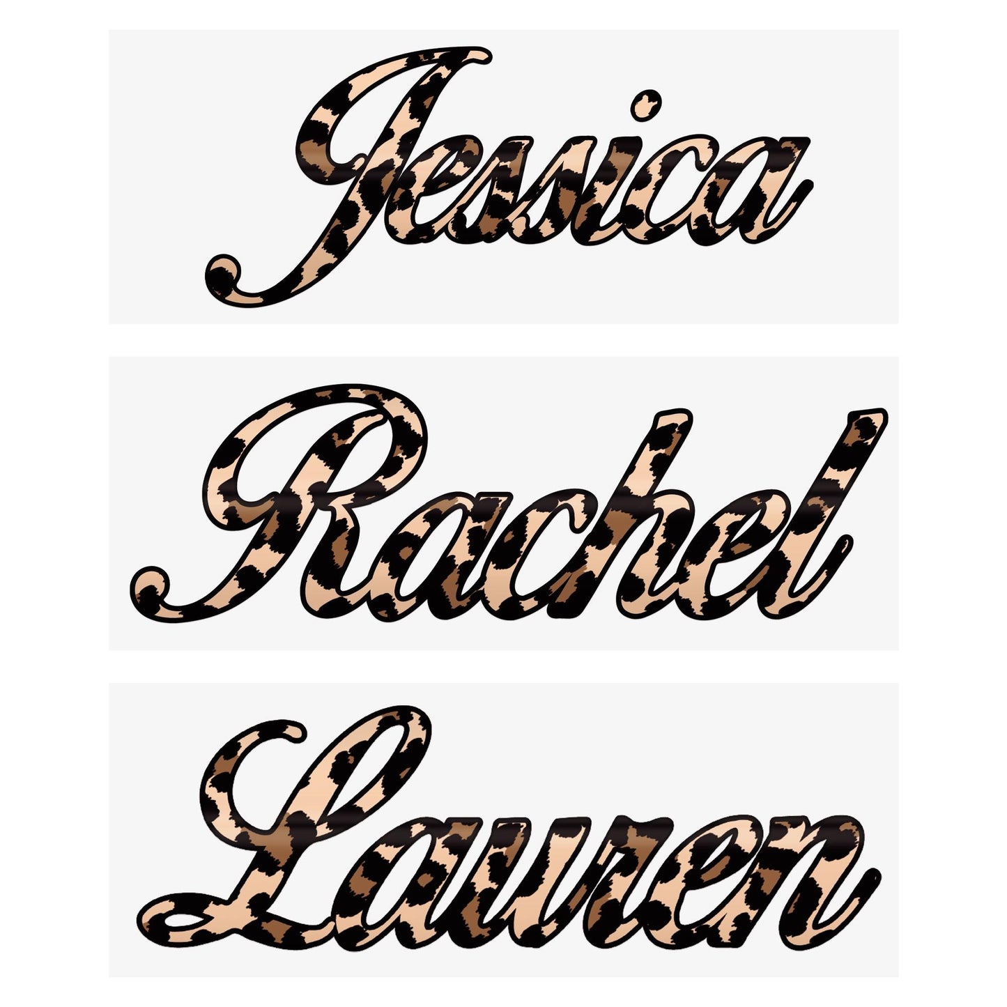 Personalised Leopard Print Name Sticker | Custom Vinyl Script Name Decal | Waterproof Label for Bottle or Glass