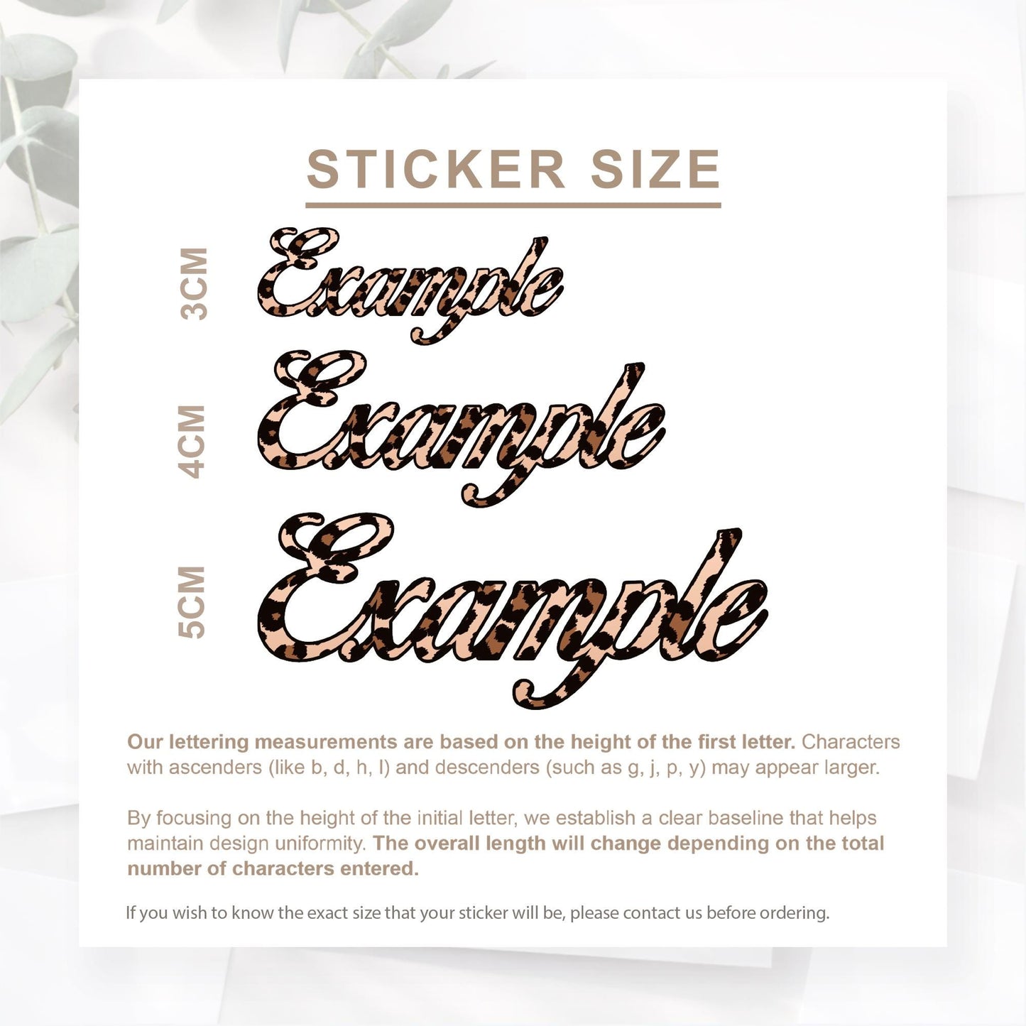 Personalised Leopard Print Name Sticker | Custom Vinyl Script Name Decal | Waterproof Label for Bottle or Glass