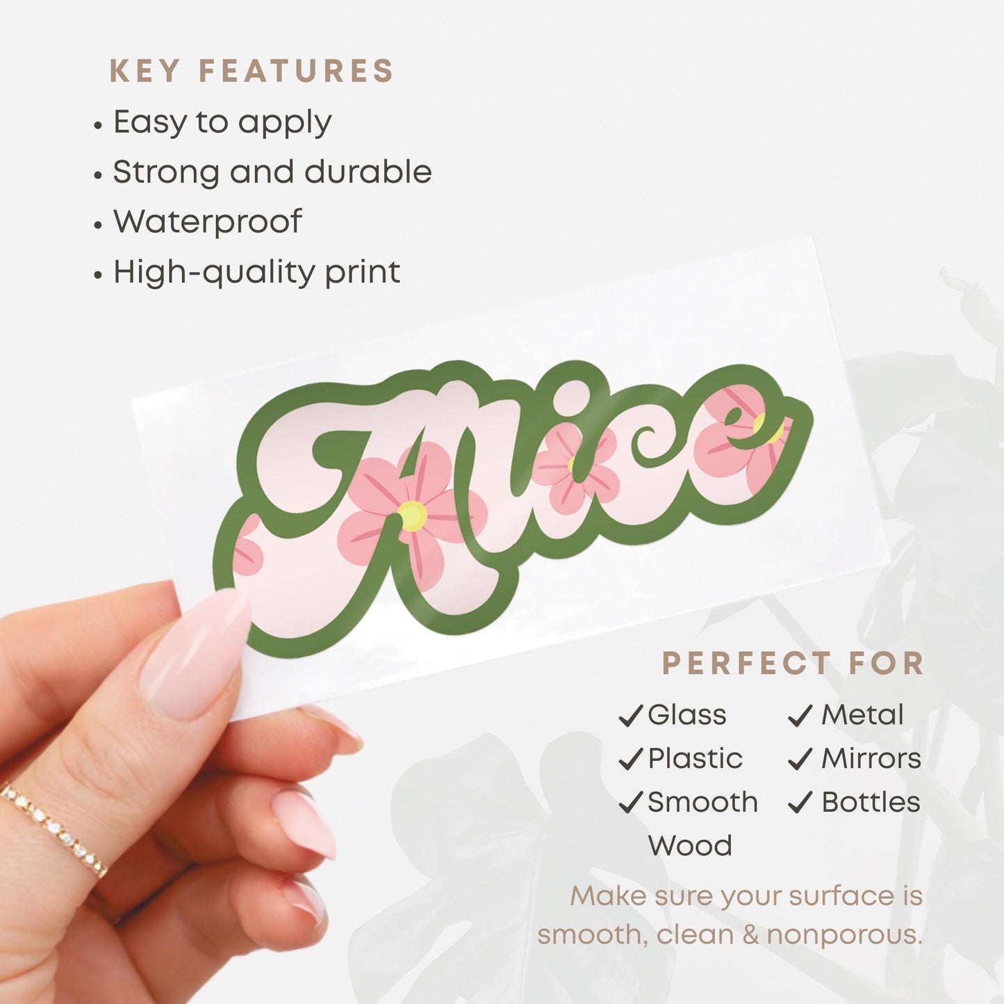 Personalised Name Sticker with Pink Flowers | Custom Floral Name Decal | Water Bottle, Laptop, Lunch Box Sticker | Cute Girls Name Vinyl