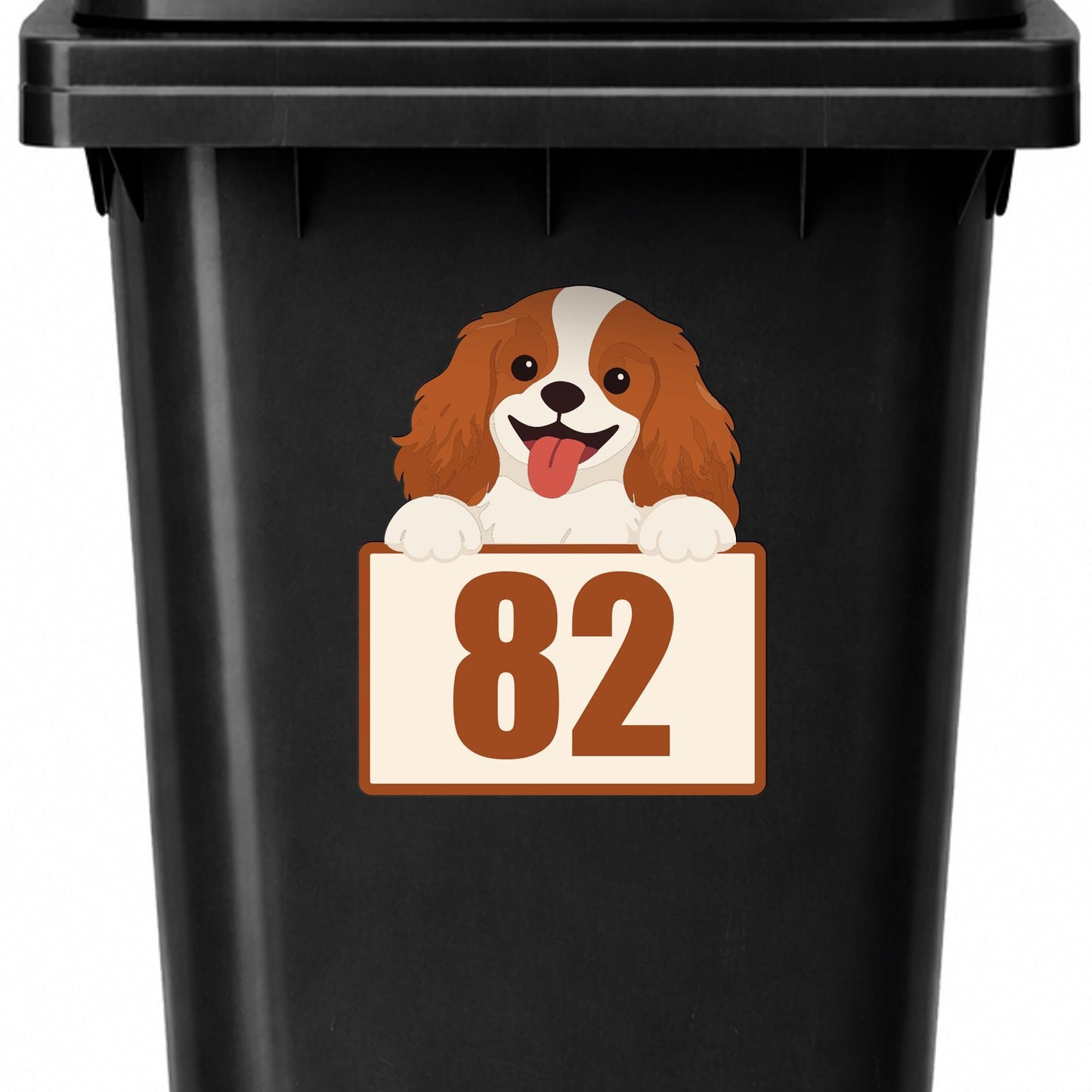Personalised Cartoon Dog Wheelie Bin Sticker | Custom House Number Bin Decal | Cute Pet Bin Label | Outdoor Waterproof Vinyl Sticker