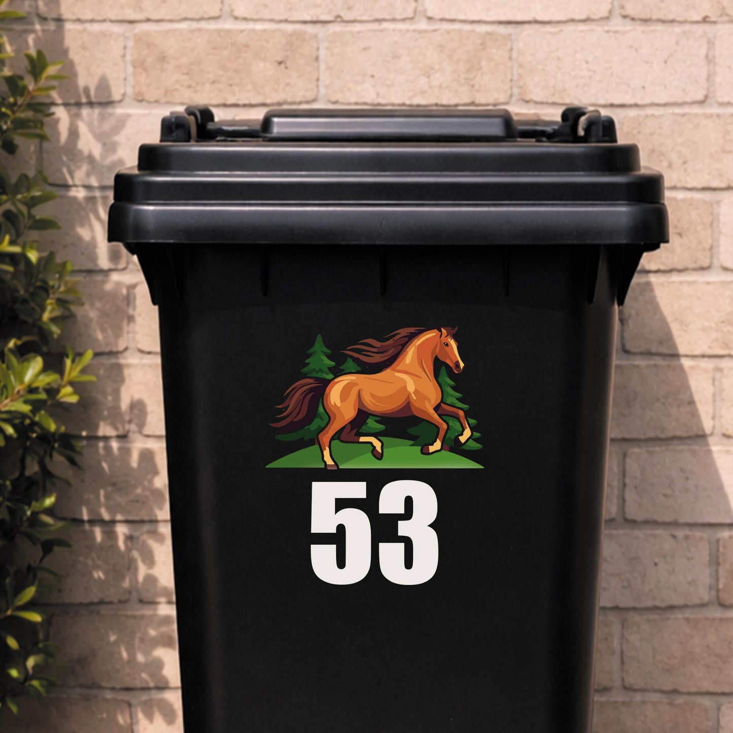 Horse Wheelie Bin Sticker | Personalised House Number Sticker | Custom Bin Number Decal | Outdoor Vinyl Bin Label | Horse Lover