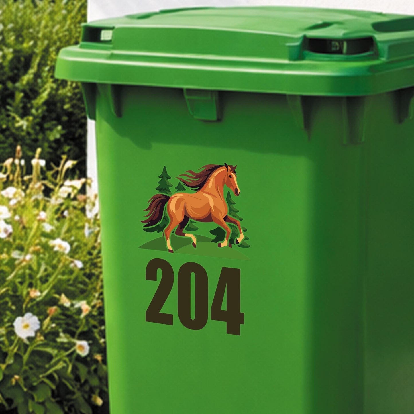 Horse Wheelie Bin Sticker | Personalised House Number Sticker | Custom Bin Number Decal | Outdoor Vinyl Bin Label | Horse Lover