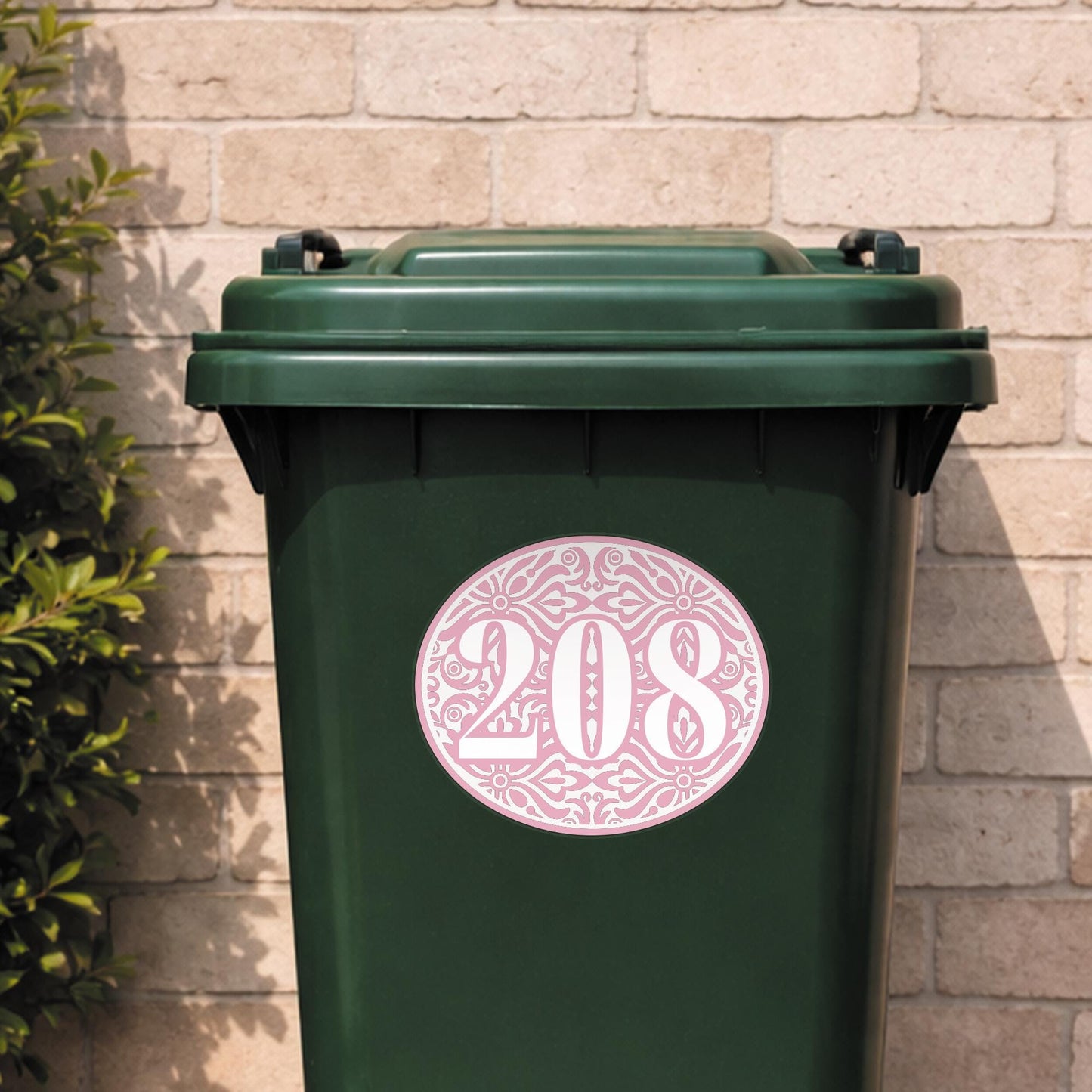 Personalised Azulejo Tile Pattern Bin Sticker | Trendy Wheelie Bin Number Decal | Custom House Number Vinyl | Outdoor Waterproof Bin Label