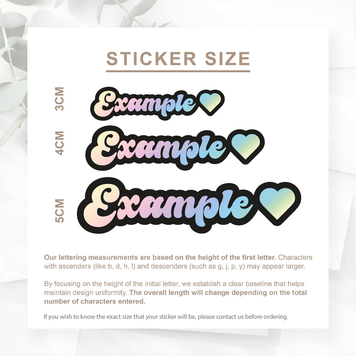 Personalised Name Sticker with Heart | Pastel Rainbow Vinyl Decal | Custom Name Label for Water Bottle Laptop Phone Case | Cute Kids Sticker