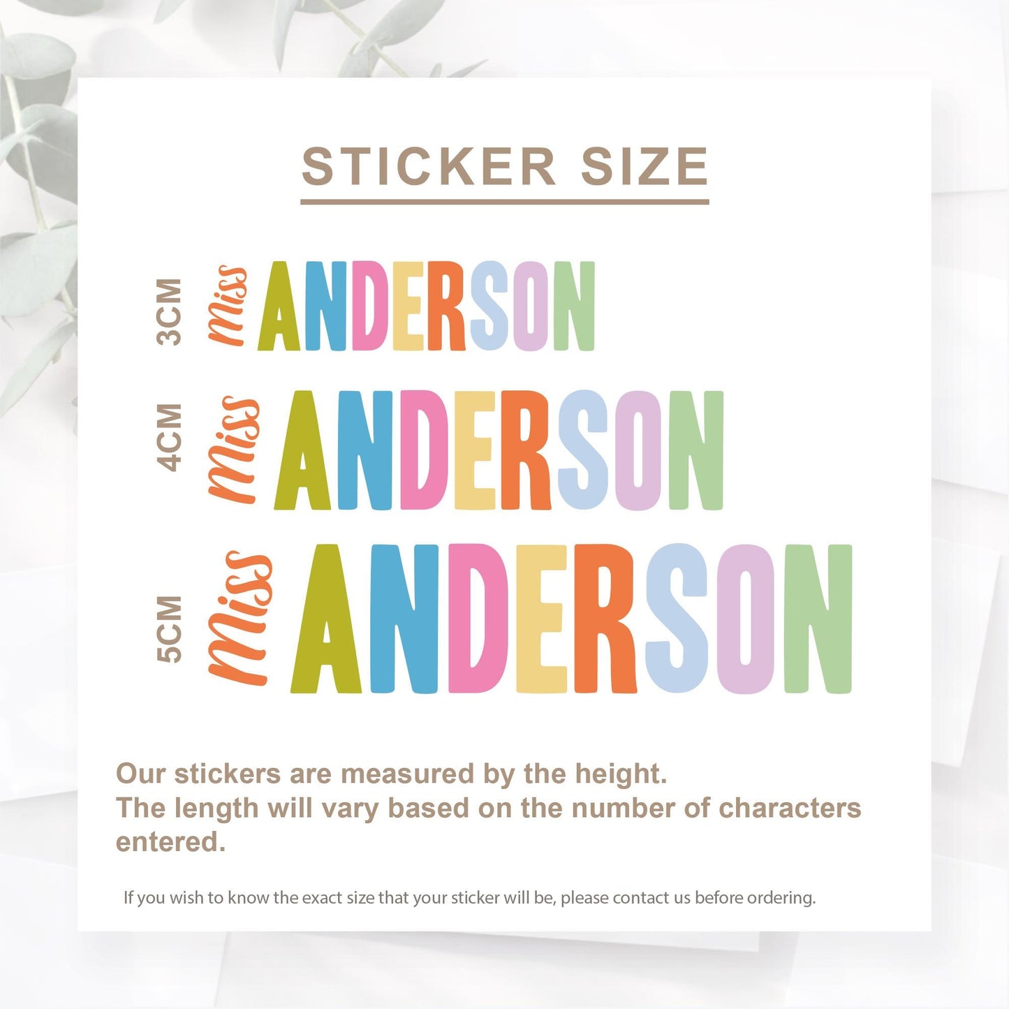 Personalised Name Sticker | Multi Colour Teacher Name Decal | Custom Vinyl Label for Water Bottle Tumbler School Supplies | Teacher Gift