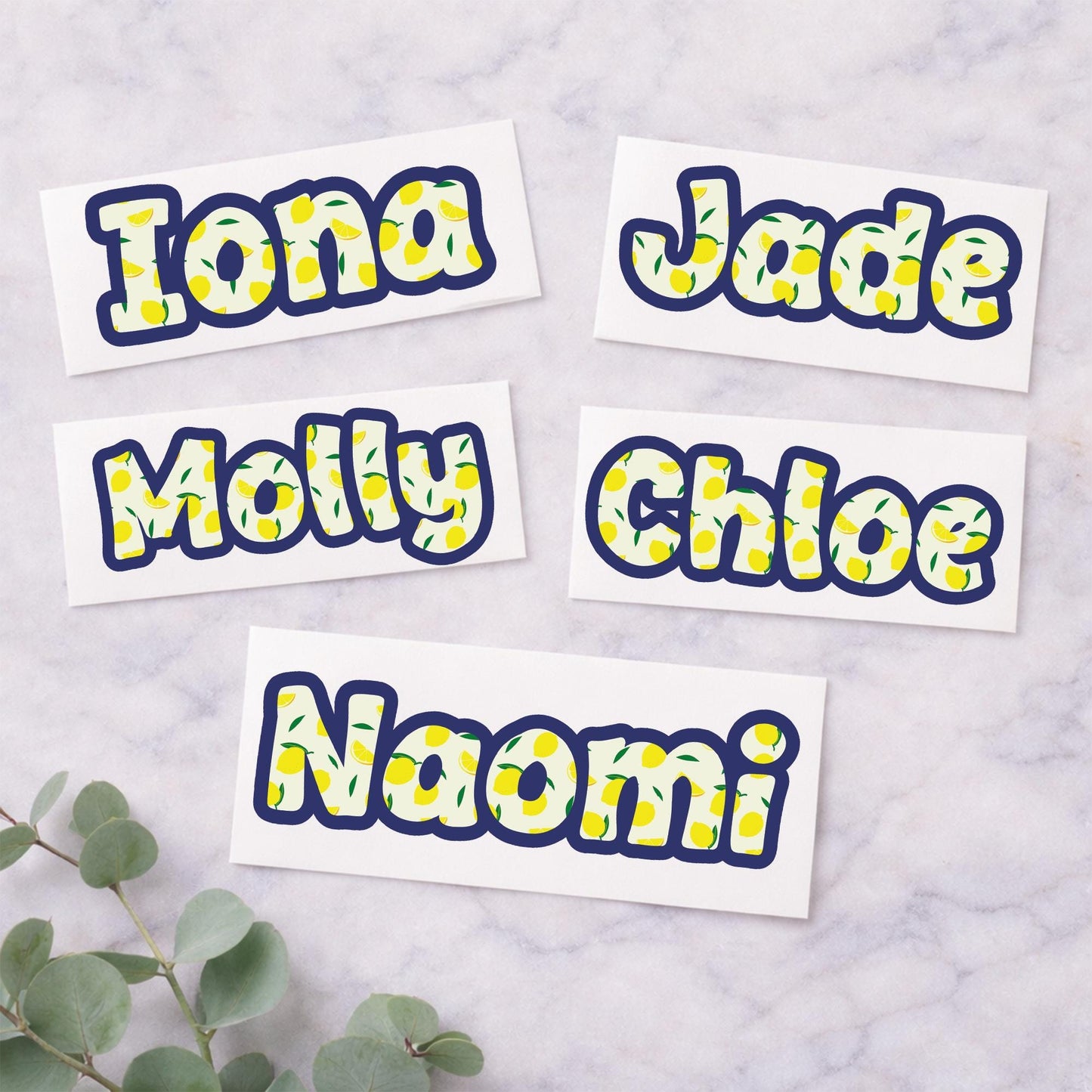 Personalised Lemon Name Sticker | Custom Name Decal | Cute Summer Aesthetic Vinyl Sticker | Water Bottle Laptop Name Sticker | Waterproof
