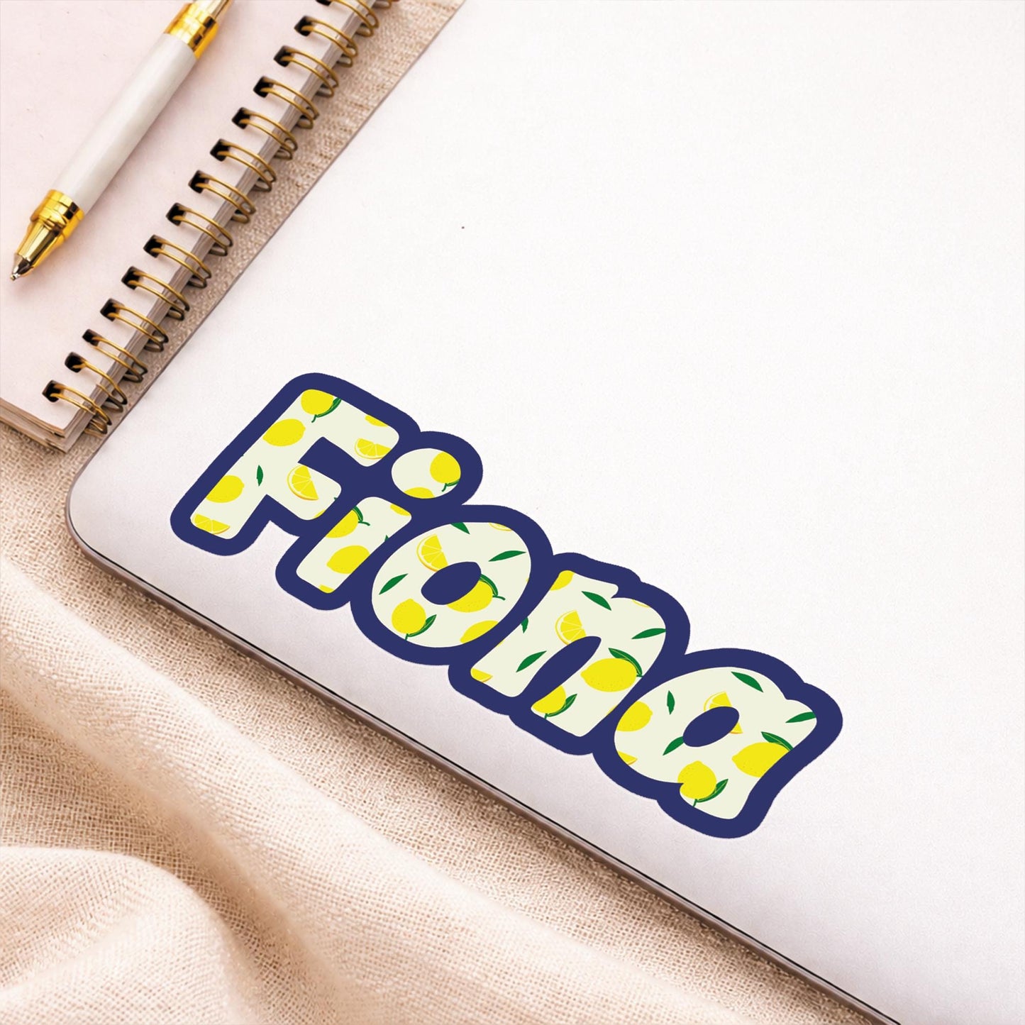 Personalised Lemon Name Sticker | Custom Name Decal | Cute Summer Aesthetic Vinyl Sticker | Water Bottle Laptop Name Sticker | Waterproof
