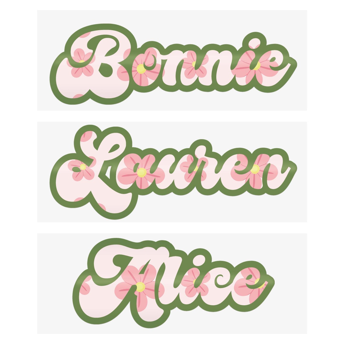 Personalised Name Sticker with Pink Flowers | Custom Floral Name Decal | Water Bottle, Laptop, Lunch Box Sticker | Cute Girls Name Vinyl