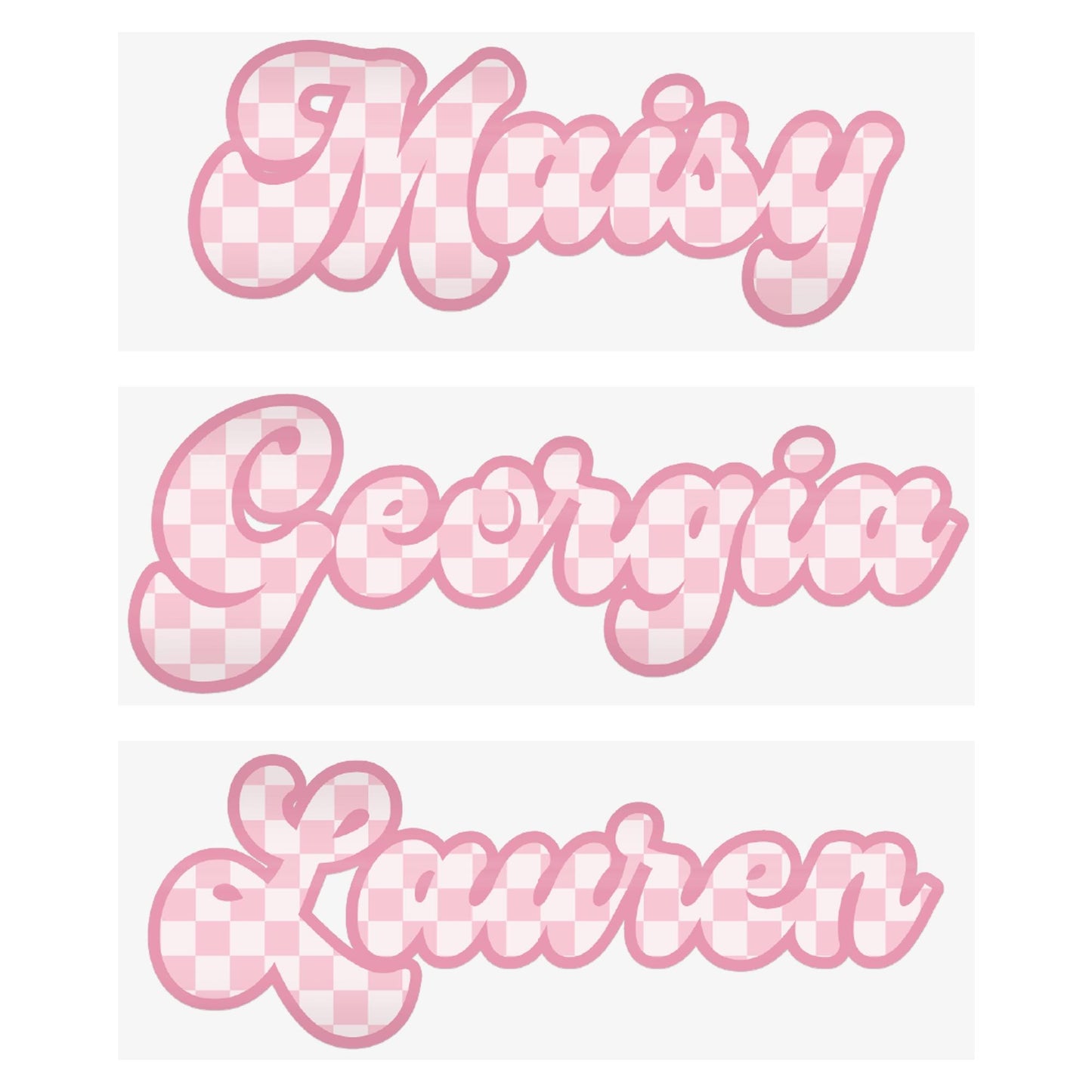 Personalised Pink Chequered Name Sticker | Custom Name Decal | Aesthetic Vinyl Sticker | Water Bottle Laptop Sticker | Alt  Girly Gift