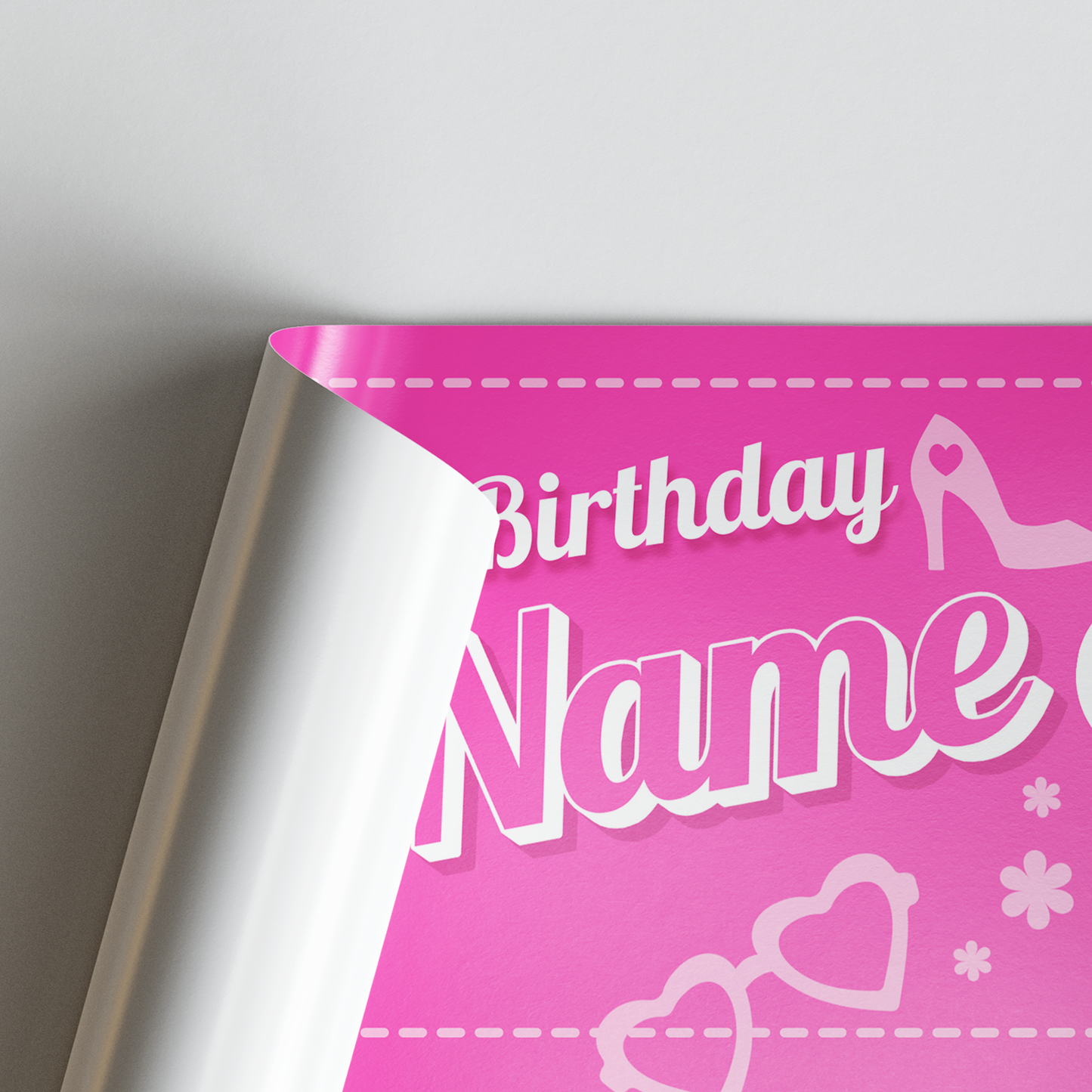 Personalised pink birthday banner for girls | custom name & age birthday sign, pink party decor, girls party, custom party banner with photo