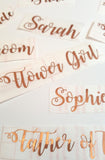 Rose Gold - Wedding Role Stickers for any Occasion - Curly Style