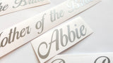 Personalised Elegant Name / Role Stickers - Silver