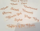 Rose Gold - Wedding Role Stickers for any Occasion - Curly Style