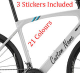 3 x Personalised Bike Frame Vinyl Stickers - 3 Words