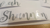 Personalised Brushed Silver Name Stickers - Curly