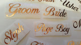 Rose Gold Wedding Hanger Name / Role Stickers