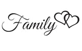 "FAMILY" Wall Art Vinyl Sticker With Hearts - 3 Size Options