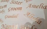 Personalised Rose Gold Wedding Name / Role Stickers