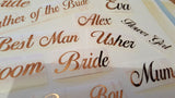 Personalised Wedding Name / Label Stickers - Elegant Rose Gold