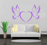 Doves & Love Heart Romantic Vinyl Wall Art Sticker