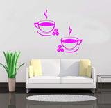 Coffee Tea Cup Vinyl Wall Art Sticker for Kitchen, Shop, Restaurant, Hotel, Kitchen, Several Colour Options