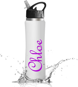 Personalised Name Sticker for Sports - Gym Water Bottle - Curly Script