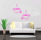Coffee Tea Cup Vinyl Wall Art Sticker for Kitchen, Shop, Restaurant, Hotel, Kitchen, Several Colour Options