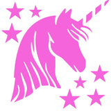 Unicorn + Stars Wall Art Sticker, Perfect for Kids Childrens Bedrooms or Play Rooms 21 Colour Choices Available