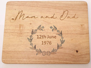 Personalised Wooden Chopping Board - Engraved Gift Perfect for Weddings - Engagement - House Warming - Kitchen and More