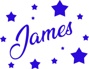 Personalised Kids Name and Stars Wall Art for Boys/Girls Bedroom